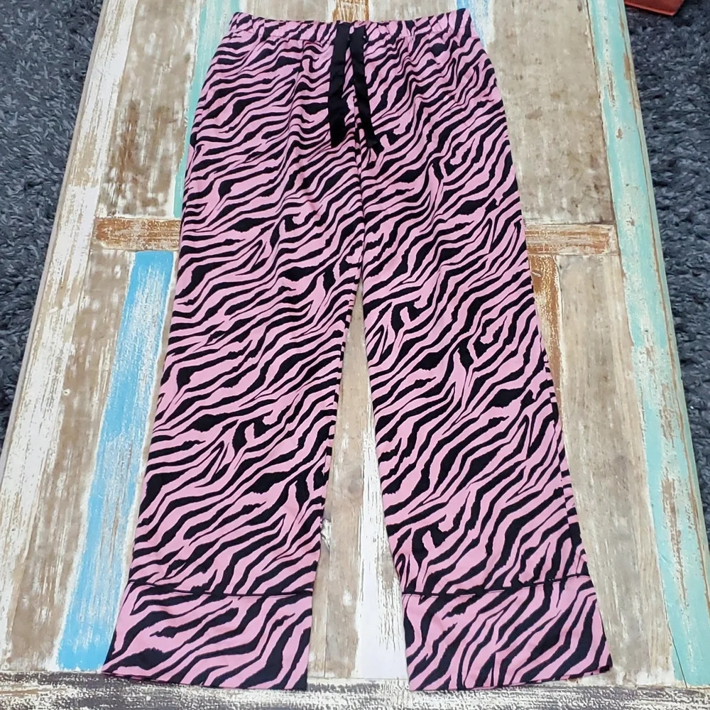 Victoria's Secret After Hours Satin Zebra Stripe Pajama Lounge Pants Small - Picture 2 of 9